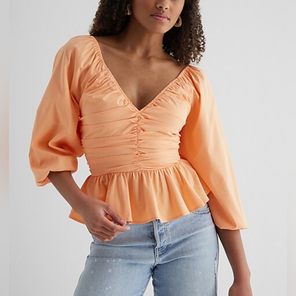 New Without Tags. Express Peach Ruched Blouse